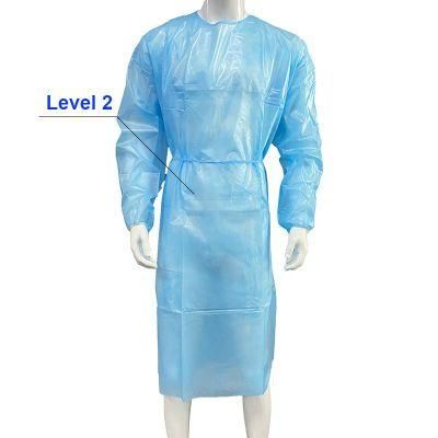 AAMI Level 2 Factory Directly Protective PP PE 40GSM Laminated Surgical Waterproof Disposable Isolation Gown