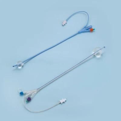 Silicone Urinary Foley Catheter with Temperature Sensor Probe Monitoring Urethral Use