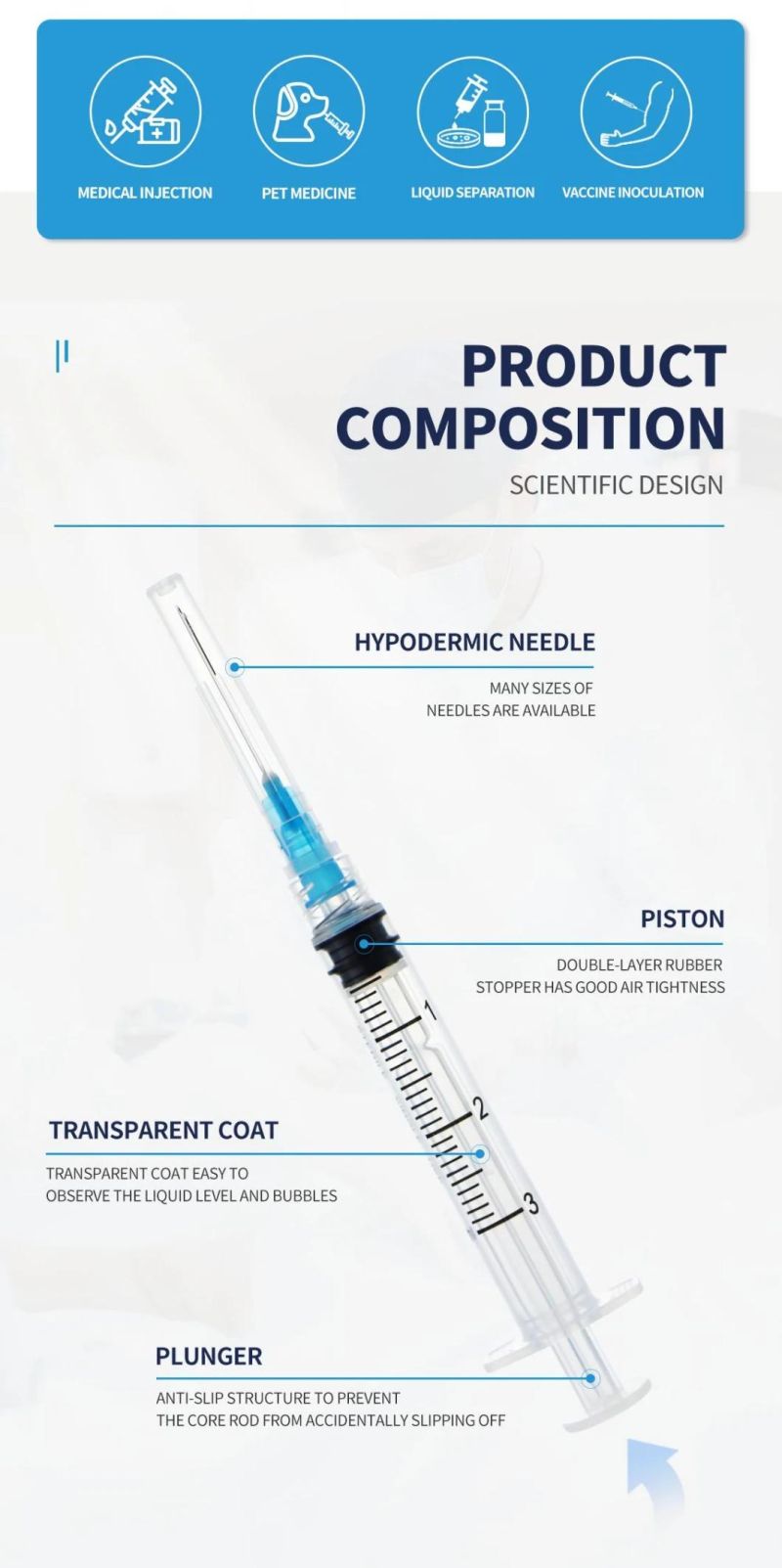 Wego Disposable Luer Lock Hypodermic Sterile Syringe Medical Syringes and Needles