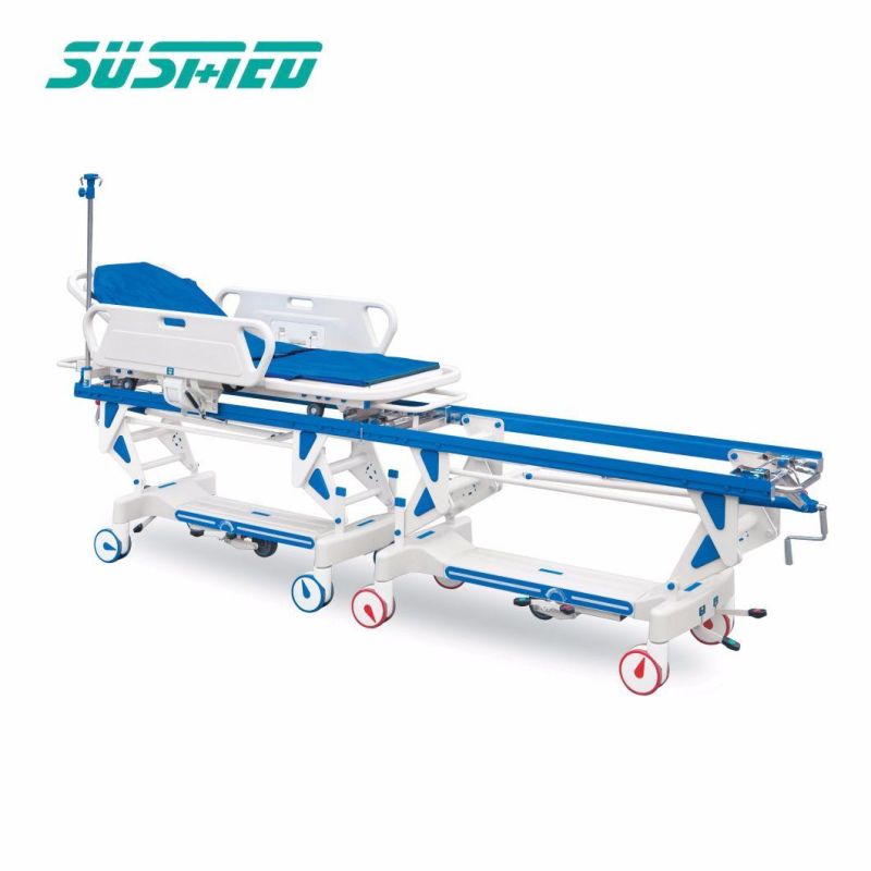 Widely Use to Transfer Patients Stainless Steel Stretcher with Two Big Casters