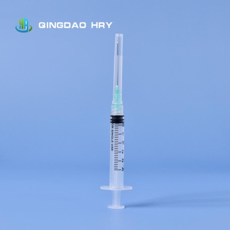 Three-Part Medical Sterile Hospital Plastic Disposable Syringe 3ml with Needle Luer Lock or Slip for Single Use Fast Delivery