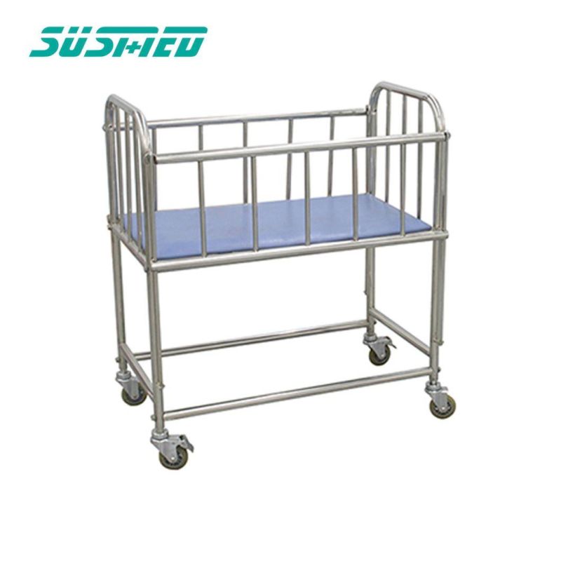 High Quality Medical Stainless Steel Newborn Crib Stainless Steel Adjustable Hospital Crib