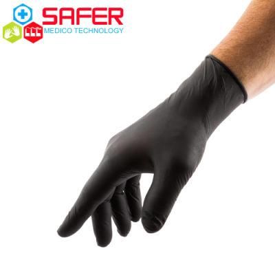 Safre 9 Inches 4 Mil Black Vinyl Gloves Powder Free