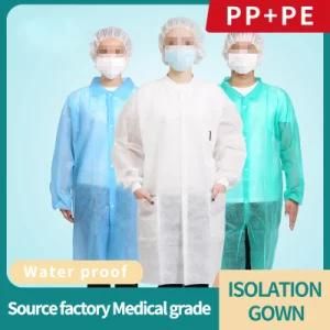 Disposable PE/PP Medical SMS Nonwoven Isolation Surgical Hospital Doctor Protective Gown From Famous Factory