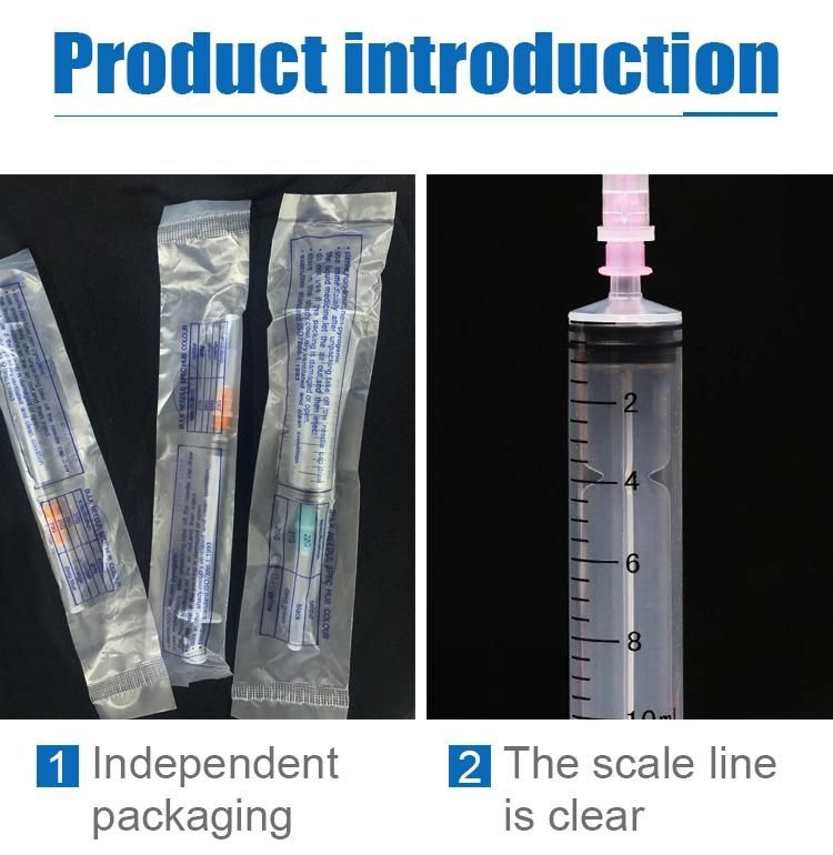 Sterilize Transparent 3 Part Disposable Plastic Syringe with Needle