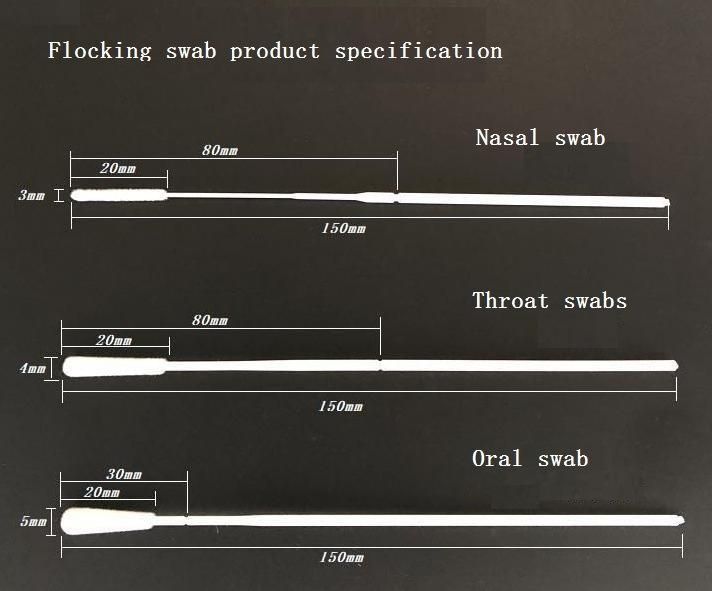 Medical Supply Test Kit Disposable Sampling Sterile Flocked Nasal Swab Virus Collection Swab