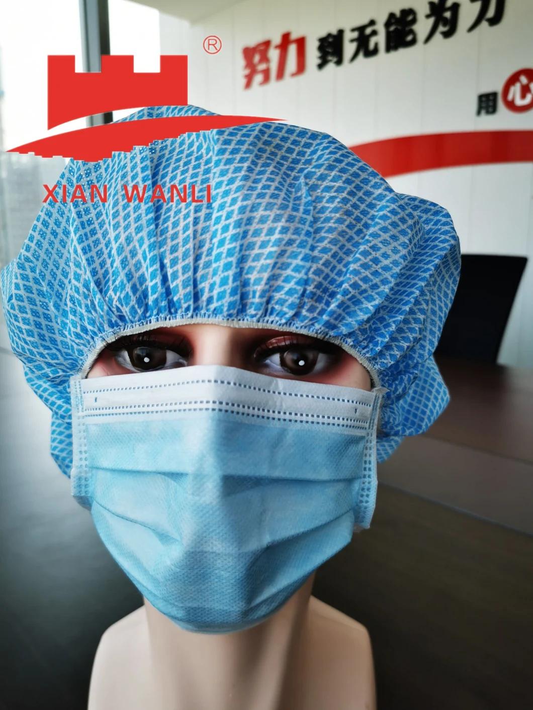 Disposable Headrest Medical Doctor or Nurse Cap Spunlace Hairnet with Printing