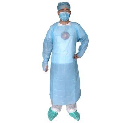 Polyethylene Level 1 Disposable Non-Surgical Isolation Gowns Blue Plastic Gown with Thumb Hole