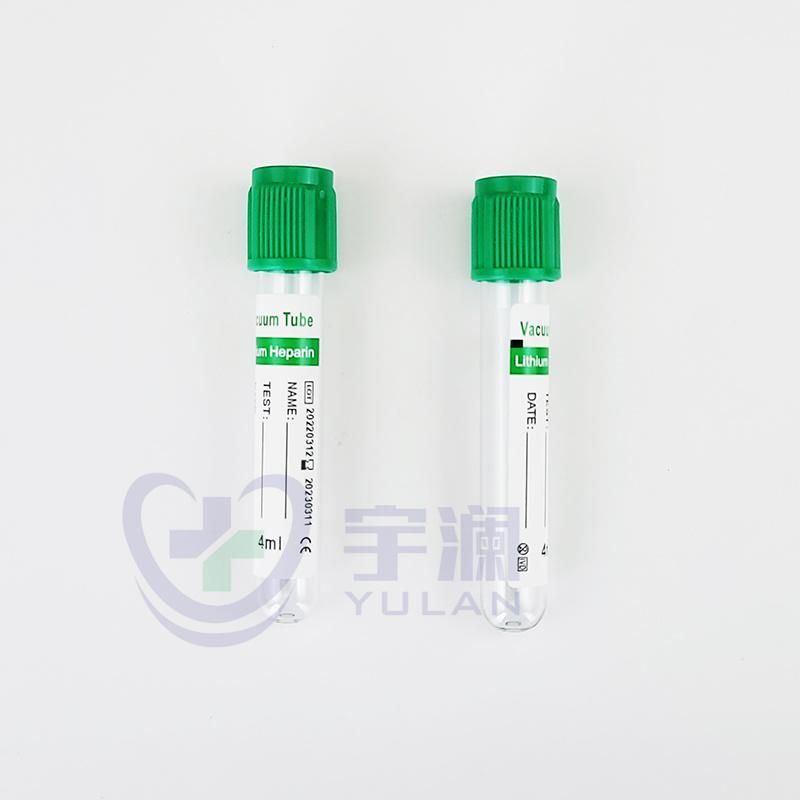 Disposable Pet Vacuum Blood Collection Tube Green Cap Heparin Tube 4ml