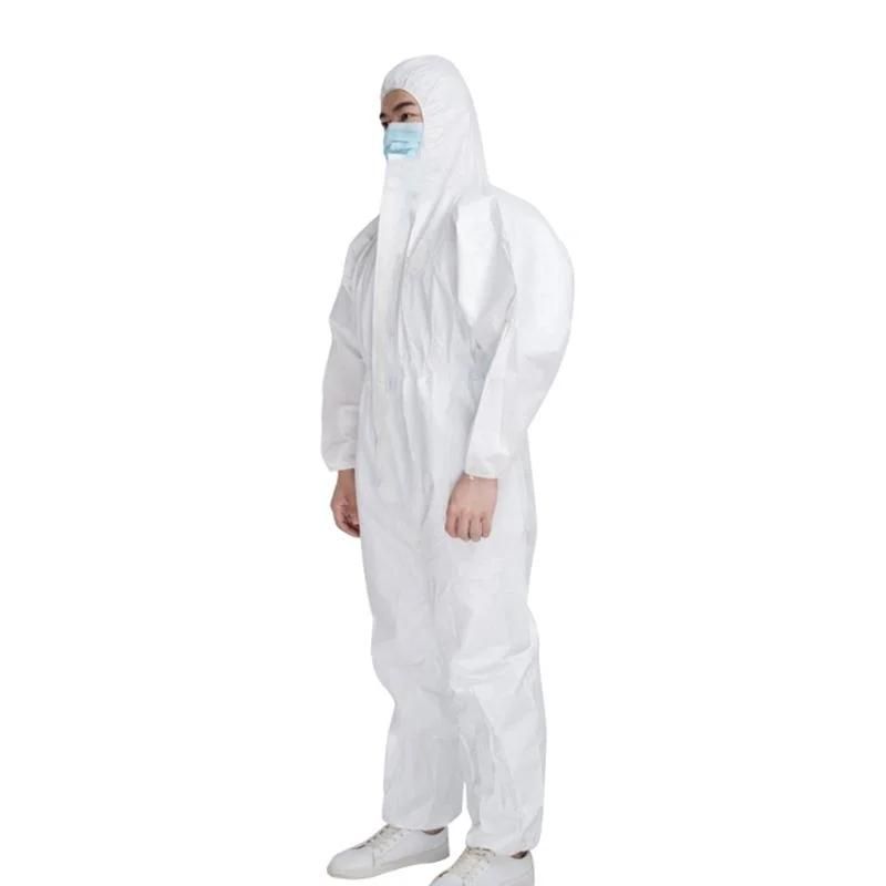 in Stock PPE Disposable Chemical Suites Protective Suit Microporous Coverall