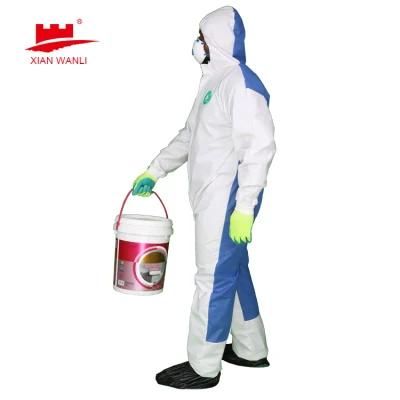 Factory Direct White Disposable Wovan Coveralls Disposal Water Resistant Disposable Coveralls Hood and Boot