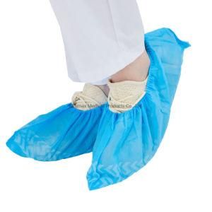 Hot Sale Disposable Machine Made 30GSM 17X40cm PP Blue Shoe Cover with Anti-Slip