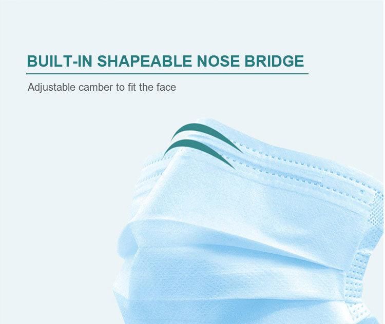 3 Ply Disposable Face Masks Safety Protective Masks with Elastic Earrings Comfortable and Breathable