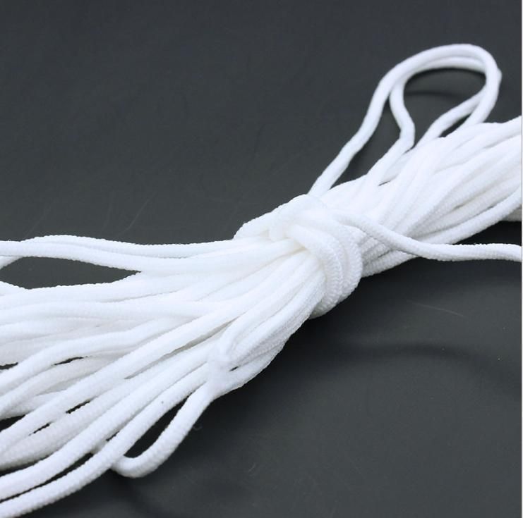 KN95 N95 Earloop Round Flat Earloop 2.5mm 3mm 5mm 7mm White Black Colorful Earloop for Face Mask
