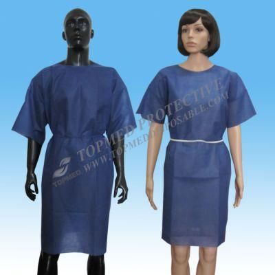Nonwoven Hospital Patient&prime;s Gown for Adults with Short Sleeves