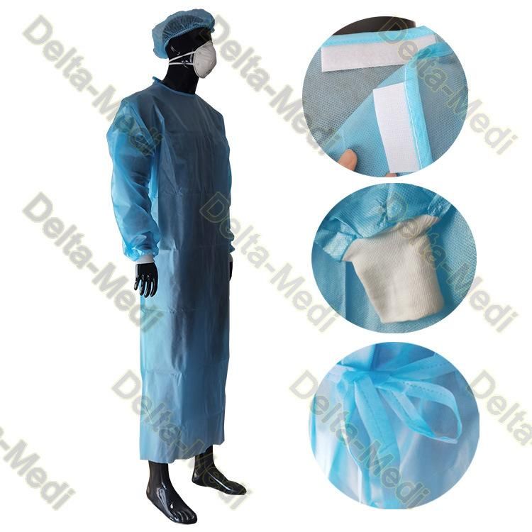 AAMI Level 2 Level 3 PP Coated PE Film Disposable Isolation Gown