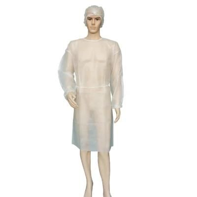 Disposable Lightweight White Non Woven PP Isolation Gown with Elastic Wrist Isolation Gown White Nonwoven Isolation Gown for Basic Protection