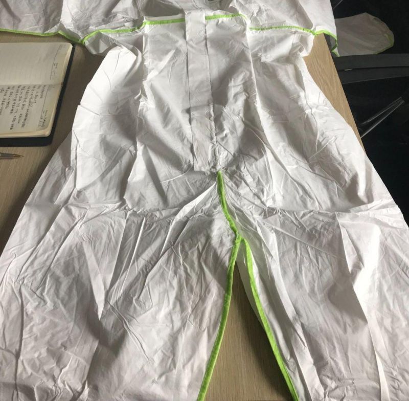 CE Certified Type 5/6 Non Woven Coveralls with Colored Binding Disposable Boilder Suit