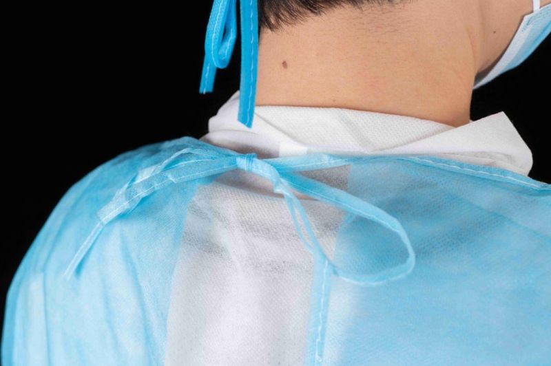 Water-Resistance Medical Use Non-Woven Isolation Gown with Knitted Wrist Disposable PP Medical Clothing