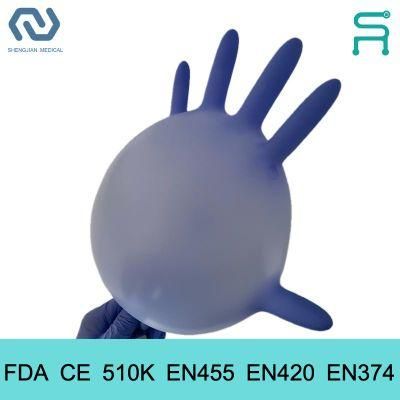 Disposable Nitrile Examination Gloves with 510K En455 FDA CE Powder Free Nitrile Gloves