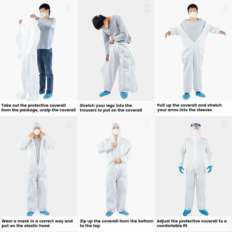 En14126 Type5b/6b Medical Microporous PPE Protective Disposable Coverall