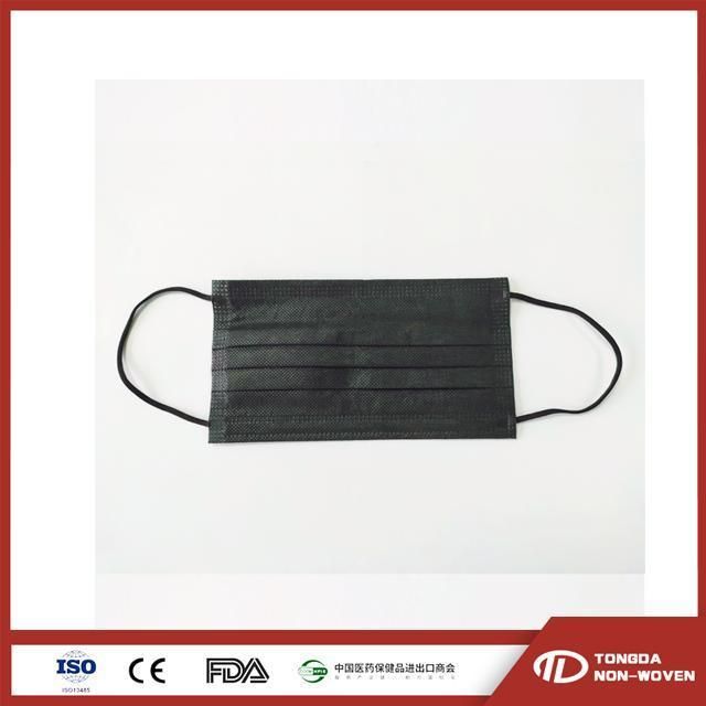 Black Color Mask with Same Color Elastic Disposable 3 Ply Non-Woven Medical Face Mask
