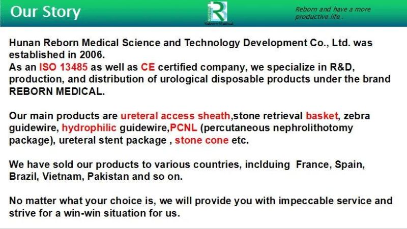 Ureteral Catheter with Adaptor Connector Ureter Ce Certified Biocompatible