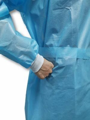 Fumo Isolation Insulation Non Woven Breathable Waterproof Disposable Protective Gown with Knitted Cuffs