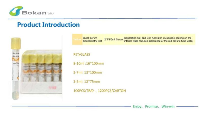 Medical Use Disposable Yellow Cap Top Gel and Clot Activator Sst CE Certificated Lab Vacuum Blood Collection Tube
