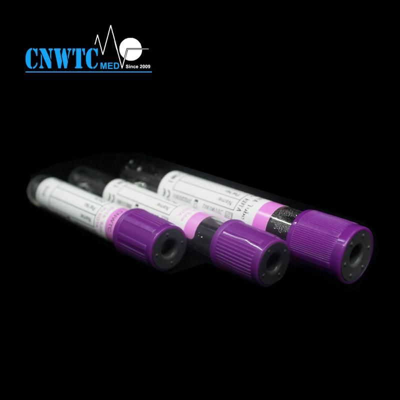 Medical Consumables Plastic Purple Cap Glass Pet Blood Vacutainer Vacuum Blood Collection Tube K2/K3 EDTA Tube