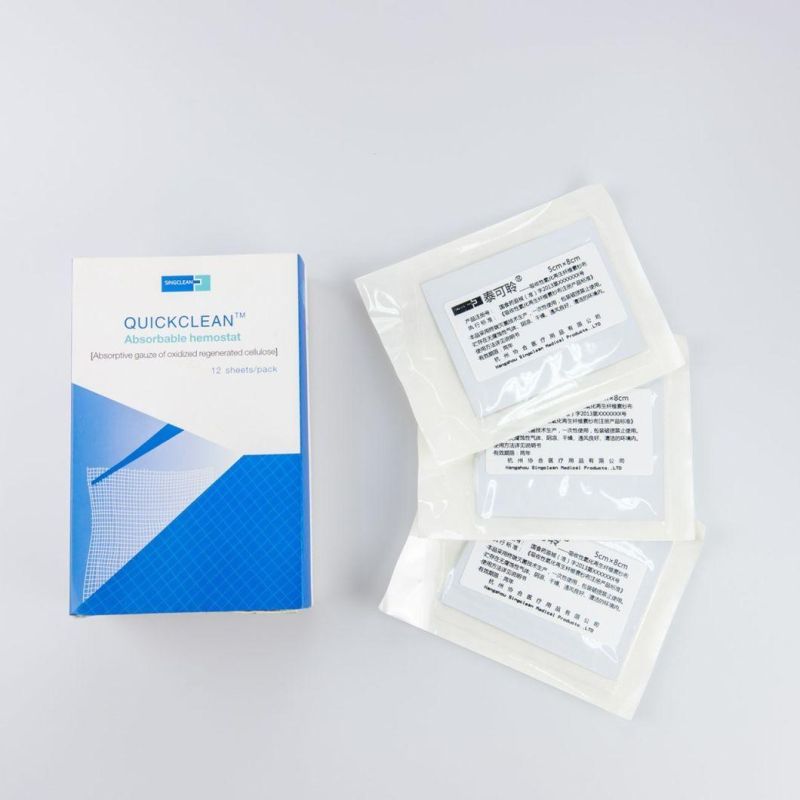 Surgiclean Absorbable Gauze Oxidized Regenerated Cellulose 5*8 Cm Stop Bleeding