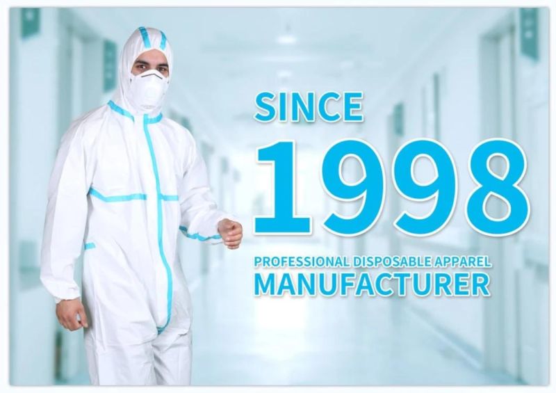 En14126 Type4b/5b/6b Taped Microporous Disposable Protection Safety Hazmat Suits