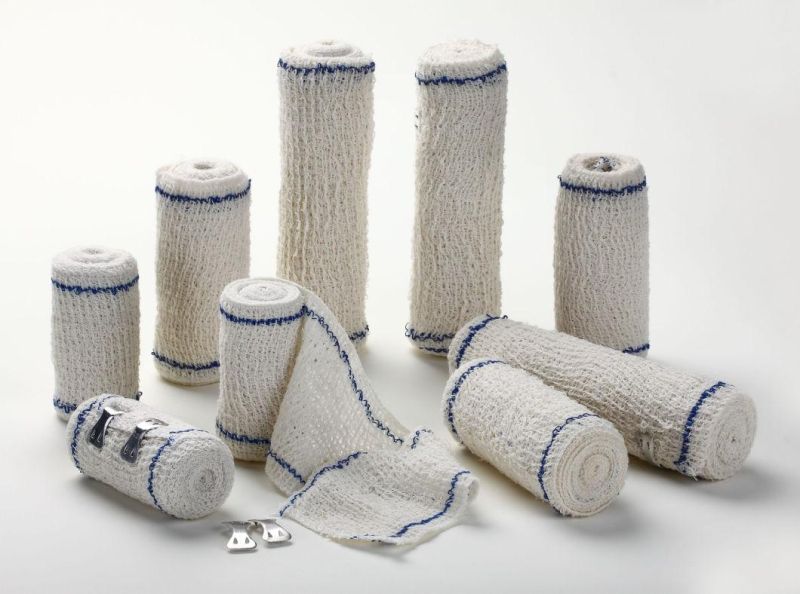CE ISO 13485 Mdr Approved Cotton Crepe Bandages High Elastic Bandage with Clips