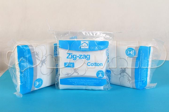 Medical Supply Absorbent Bleached Zig-Zag Cotton Wool with Ce/FDA/ISO13485