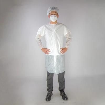 Factory Wholesale Cheap PP 35GSM Non-Woven Lab Coat Disposable