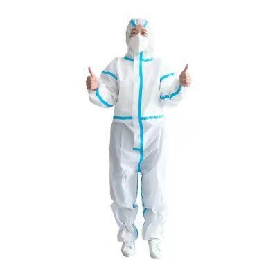 Disposable Medical Blue Sealled Microporous Nonwoven Protective Coverall