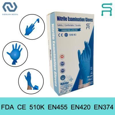 FDA CE Food Grade Powder Free Disposable Nitrile Gloves