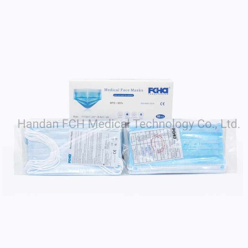 Manufacturer Medical 3ply Earloop 3 Layer Disposable Surgical Face Mask Non-Sterile