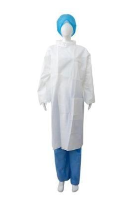 Disposable Non Woven Long Sleeve Protective Lab Coat with Collar