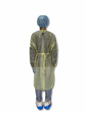Yellow Non Woven Long Sleeves Patient Visitor Exam Level 2 Hospital Impervious Protective Clothing Disposable Isolation Gown