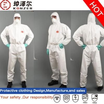 Konzer White Medical Suit Antistatic Anti-Virus Disposable Protective 100% Polypropylene Overalls