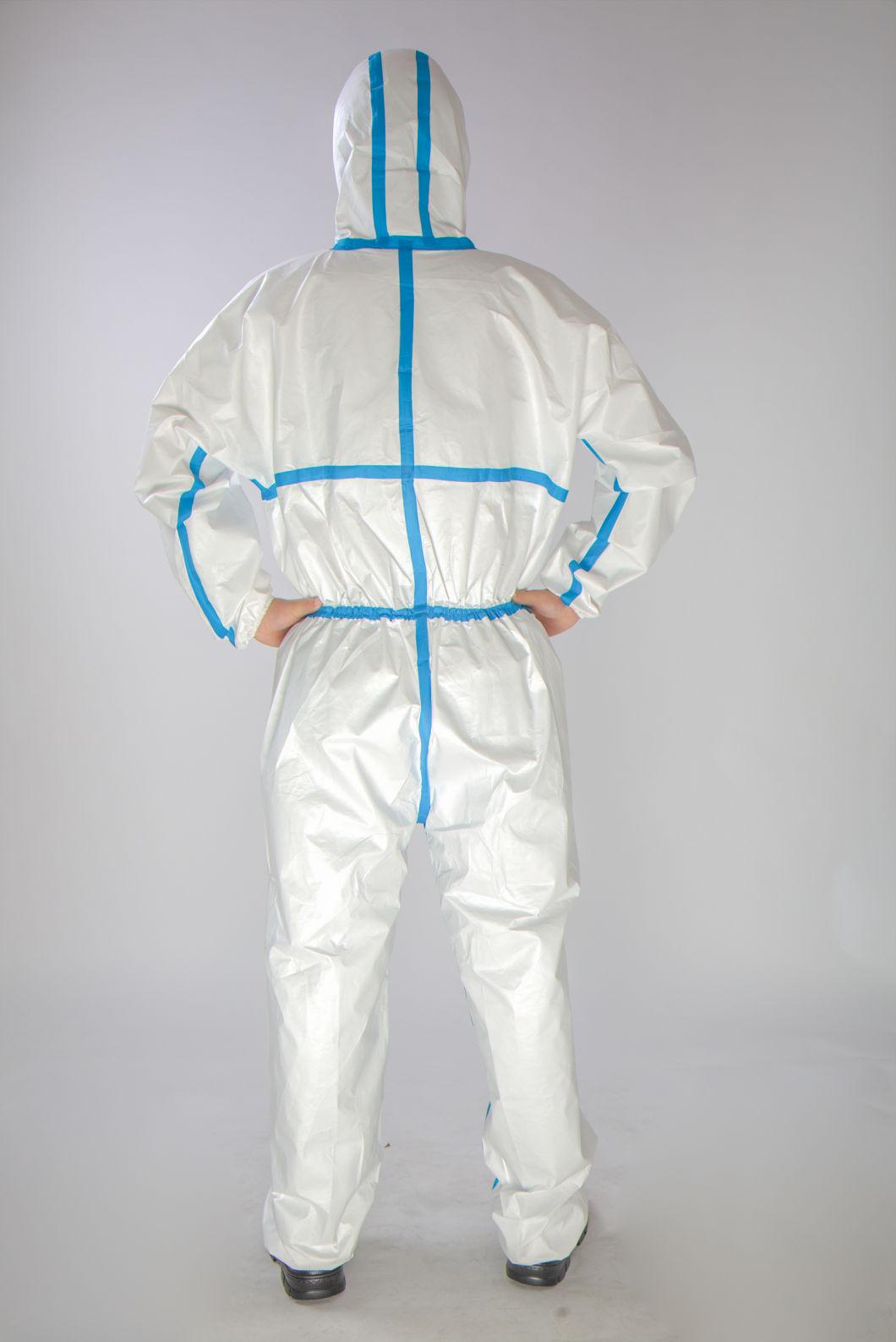 High Performance En14126 Type5b/6b Medical Microporous Personal Protective Disposable Coverall