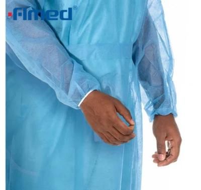 Blue Disposable Non Woven Medical Isolation Gown