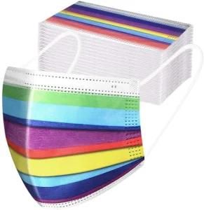 Factory Price Disposable Chromatic Stripe 3 Ply Melt-Blown Anti-Dust Respirator Face Mask
