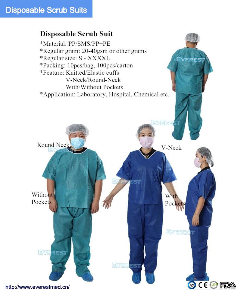 Disposable V-Neck Scrub Shirt Blue