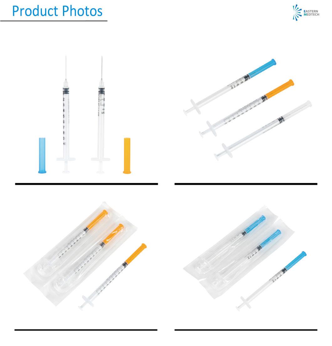Medical Device Plastic with Needle 1ml 0.5ml 25gx1" Space Lds Ldv Latex Free Vaccines Syringes