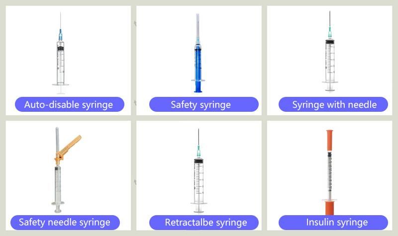 CE/FDA Approved Manual Retractable Safety Syringe 1/3/510ml for Hypodermic Injection