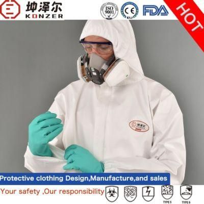 CE/ISO/SGS/Ukca Approved Liquid Proof Disposable Non Woven Sf Film Protective Coveralls/ Clothing for Medical Industrial Use