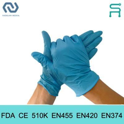 Powder Free 510K En455 Disposable Nitrile Examination Gloves with Free Sample