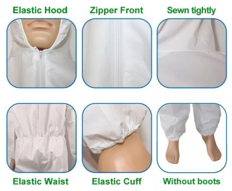 Disposable Non Woven Worker Uniform PP/PP+PE/SMS/Microporous Coverall